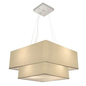 Pendente Quadrado Bege Mj-4347 Para Mesa De Jantar E Estar