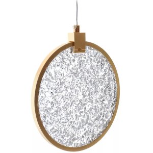 Pendente Disco de Cristal Led 7w Dourado Fosco Bivolt 3 Cores 3000k 4000k 6500k Metal e Acrílico Int