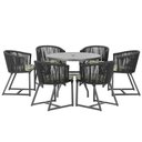 Ver imagem 1 de Mesa com 6 Cadeiras de Jantar Roma 120cm e Noronha em Alumínio Preto Corda Náutica Estofado 5 Trama