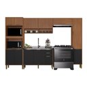 Ver imagem 3 de Cozinha Modulada Torre Quente Aéreo 2 Portas Ripado 5 Peças Florença Marrom/Chumbo/Freijó