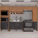 Ver imagem 1 de Cozinha Modulada Torre Quente Aéreo 2 Portas Ripado 5 Peças Florença Marrom/Chumbo/Freijó