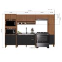 Ver imagem 4 de Cozinha Modulada Torre Quente Aéreo 2 Portas Ripado 5 Peças Florença Marrom/Chumbo/Freijó
