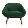 Poltrona Giovana Veludo Verde Esmeralda Pés Palito Castanho - 1