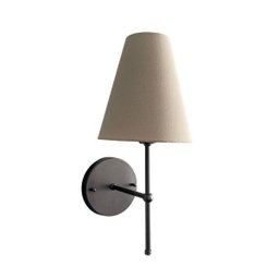 Arandela de Parede Chumbo Cabeceira Quarto Casal com Cupula Bege Tecido Algodao 110v/220v - 6