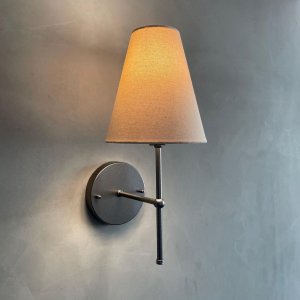 Arandela de Parede Chumbo Cabeceira com Cupula Bege Tecido Algodao 110v/220v
