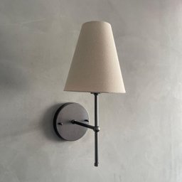 Arandela de Parede Chumbo Cabeceira Quarto Casal com Cupula Bege Tecido Algodao 110v/220v - 1