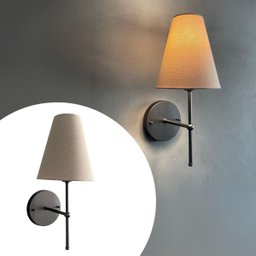 Arandela de Parede Chumbo Cabeceira Quarto Casal com Cupula Bege Tecido Algodao 110v/220v - 3