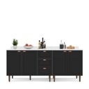 Ver imagem 3 de Cozinha Pérola com Tampo 2 Peças Balcão 2 Gavetas 3 Portas e Balcão 2 Portas Yescasa