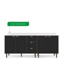 Ver imagem 5 de Cozinha Pérola com Tampo 2 Peças Balcão 2 Gavetas 3 Portas e Balcão 2 Portas Yescasa