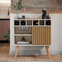 Ver imagem 2 de Aparador Buffet Florença Cantinho do Café com Adega com Porta de Correr - Off White com Ripado