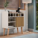 Ver imagem 3 de Aparador Buffet Florença Cantinho do Café com Adega com Porta de Correr - Off White com Ripado