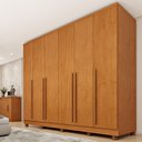Ver imagem 1 de Guarda-Roupa Casal 6 Portas 8 Gavetas com Pés e Puxador MDF Yescasa Cinamomo Portugal