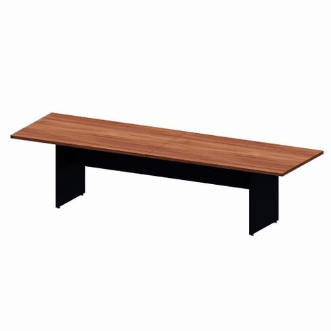 Mesa de Reunião 300cm X 90cm com Tampo Bipartido 100% Mdf Corporativa F5 Office Cor:nogal com Preto