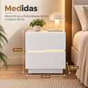 Ver imagem 6 de Conjunto 2 Mesas de Cabeceira 45cm Branco com LED MDF Alto Padrão Quarto Casal Lumiar