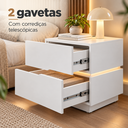 Ver imagem 7 de Conjunto 2 Mesas de Cabeceira 45cm Branco com LED MDF Alto Padrão Quarto Casal Lumiar
