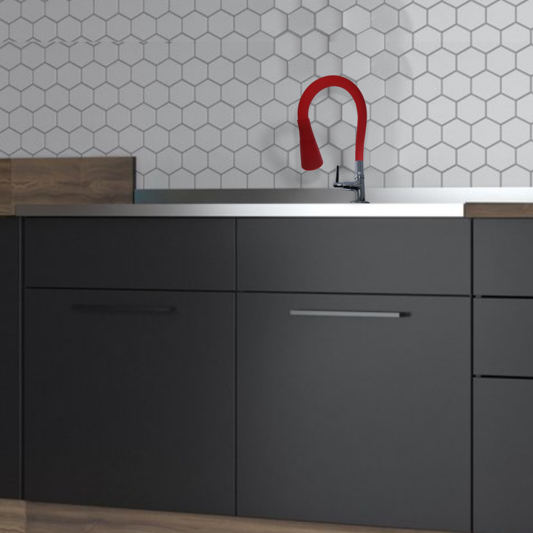 Torneira Gourmet Cozinha Flexível Cone 2 Jatos Vermelha Mesa Del Metais Exclusive - 3