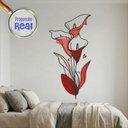 Ver imagem 1 de Adesivo Floral Boho Vermelho Estilo Nórdico 75x150 Minimalista Mod.04