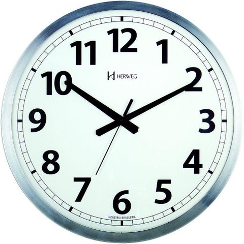 Relógio com Tic-tac Parede 40cm Branco Alumínio Herweg 6713