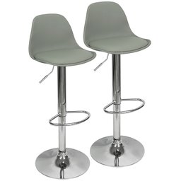 Kit 2 Banquetas Joly Luisa Eames Saarinen Base Giratória Cromada - Cinza - 1