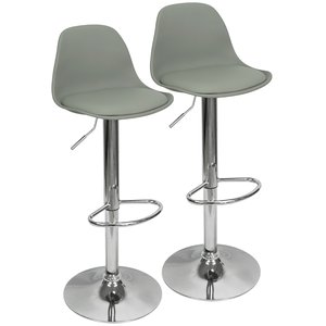 Kit 2 Banquetas Joly Luisa Eames Saarinen Base Giratória Cromada - Cinza