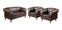 Ver imagem 1 de Sofá 2 Lugares Com 2 Poltronas Chesterfield Capitonê Dom Pedro - Couríssimo Marrom Café