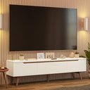 Ver imagem 1 de Rack para Tv até 80 Polegadas 180cm 2 Portas 1 Gaveta Branco/rustic Doha Madesa
