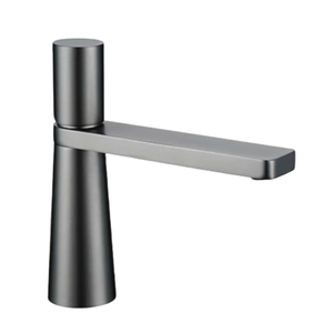 Torneira Monocomando de Mesa Cuba Pia para Banheiro Lavatório Lavabo Bica Baixa Redonda Cinza Fosco