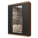 Ver imagem 3 de Guarda-Roupa Solteiro 4 Portas Batentes com Espelho Rustic/Preto/Rustic Venus Madesa