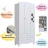 Cama Infantil com Guarda Roupa 3 Portas e Caixa Organizadora Cor:branco - 8