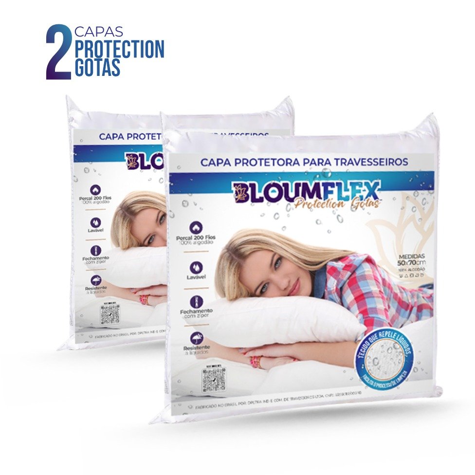Kit 2 Capas para Travesseiros Protéction Gotas - Bloumflex - 2