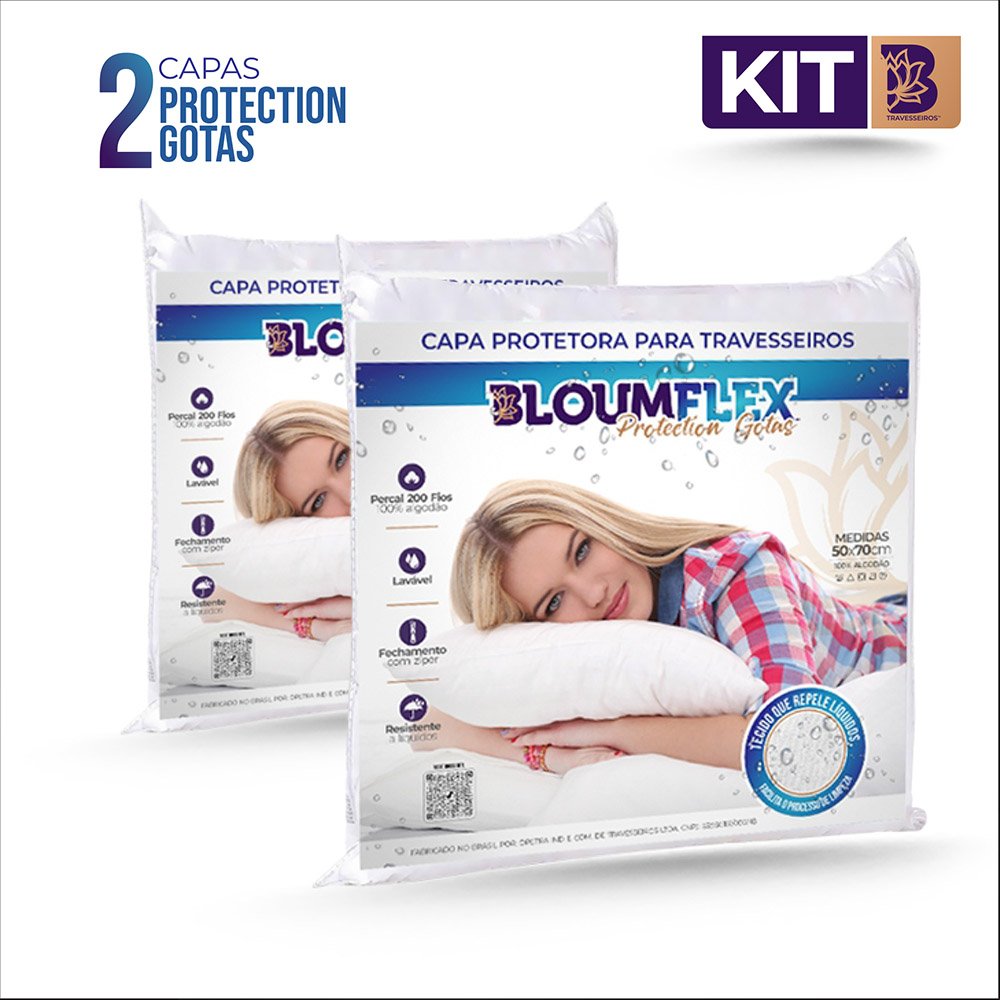 Kit 2 Capas para Travesseiros Protéction Gotas - Bloumflex