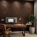 Ver imagem 3 de Kit 10 Placas 3d Efeito Madeira Ripado Abstrato - 50x50cm