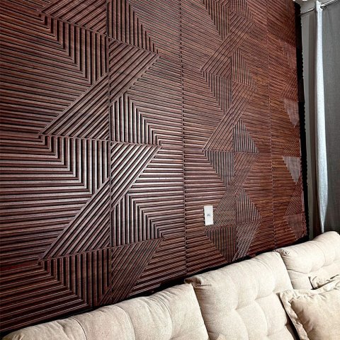 Kit 10 Placas 3d Efeito Madeira Ripado Abstrato - 50x50cm