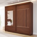 Ver imagem 1 de Guarda-Roupa Casal 229cm 2 Portas de Correr com Pés e 2 Espelhos MDF Talin Marrom/Jequitiba