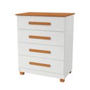 Ver imagem 2 de Cômoda Suíça 4 Gavetas com Pés Madeira e Corrediças Metálicas para Quarto Moderno - Branco/nature