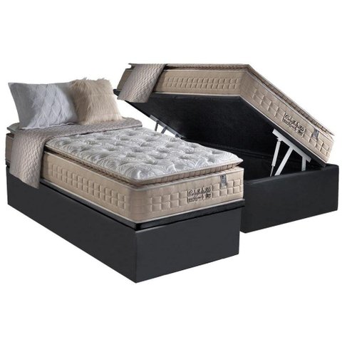 Cama Box Baú Solteiro: Colchão Molas Ensacadas Anjos MasterPocket Confortable + Base CRC Suede