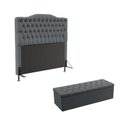 Ver imagem 1 de Kit Cabeceira Decorativa Para Cama Box Pollux e Calçadeira Sagitarius 195 Para Cama King Sued Cinza