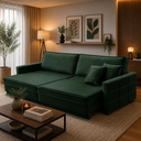 Ver imagem 1 de Sofá Cama Reclinável 2,30m com Molas Karla Veludo Verde