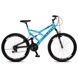 Bicicleta Gps Aro 26 Aero 21 Marchas Freios V-brake em Aço Carbono Azul Champanhe - Colli Bike - 1
