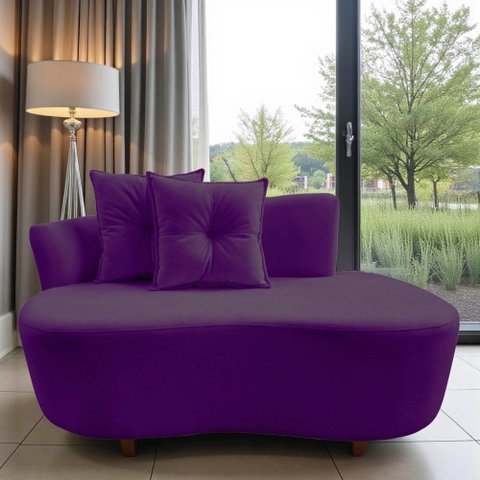 Namoradeira Sofá Feijão Suria Orgânica Veludo Roxo