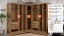 Ver imagem 3 de Modulado Closet Completo 9 Portas 6 Gavetas - Rizon-Cumaru - Móveis Novo Horizonte