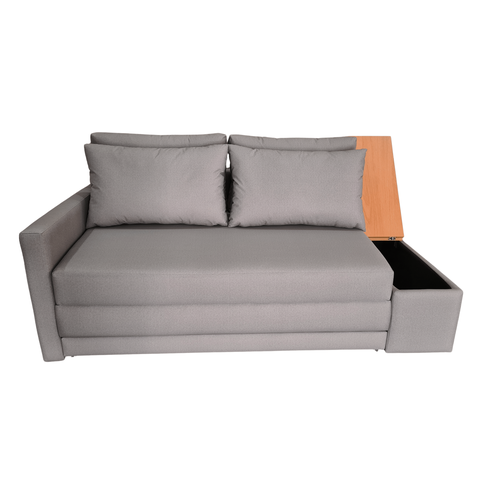 Sofá Cama | Baú e USB | Tampo Lateral Esquerdo ou Direito - Acquablock - Cinza