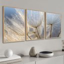 Ver imagem 2 de Kit 3 Quadros Decorativo Flor Dente de Leão C/ Moldura Madeira Sala