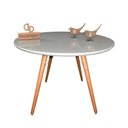 Ver imagem 1 de Mesa Jantar Pés Palitos Tampo Redondo Vidro Laqueado 130cm Off White