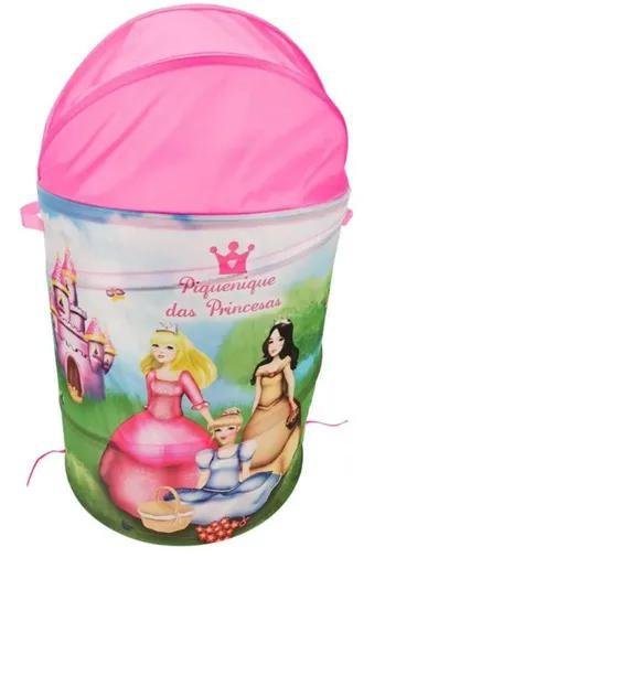 Cesto Organizador de Brinquedo Roupa Suja Dobrável Menina - 1