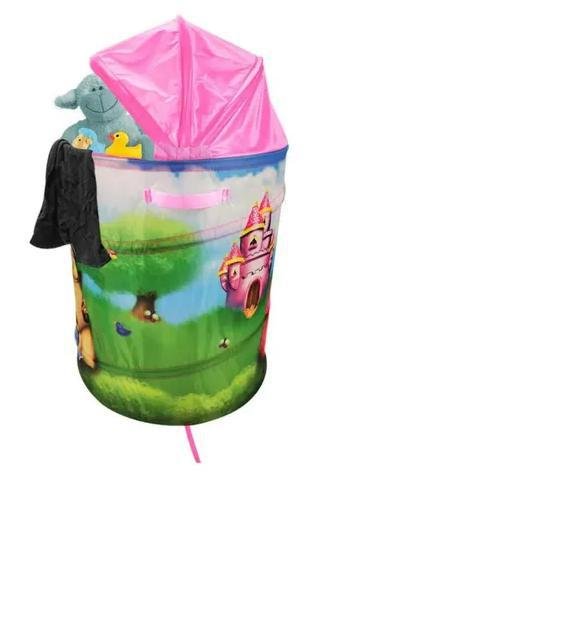 Cesto Organizador de Brinquedo Roupa Suja Dobrável Menina - 2