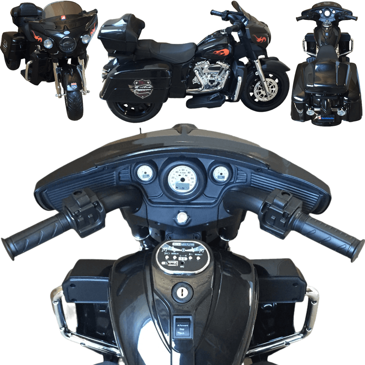 Moto Eletrica Infantil Bandeirante King Rider 12V Black Preta - 3