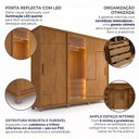 Ver imagem 4 de Guarda-Roupa Casal Porta Reflecta 3 Portas de Correr 4 Gavetas com LED Carvalho Tapajós Portugal
