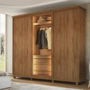 Ver imagem 1 de Guarda-Roupa Casal 3 Portas de Correr 1 Porta com Vidro Reflecta com LED 5 Gavetas Portugal Carvalho