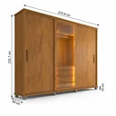 Ver imagem 3 de Guarda-Roupa Casal Porta Reflecta 3 Portas de Correr 4 Gavetas com LED Carvalho Tapajós Portugal